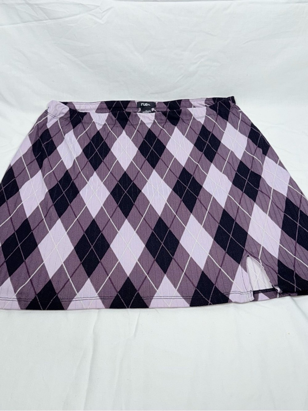 rue21+ Purple Black White Argyle Print Mini Skirt Plus Size 1X Schoolgirl Y2K